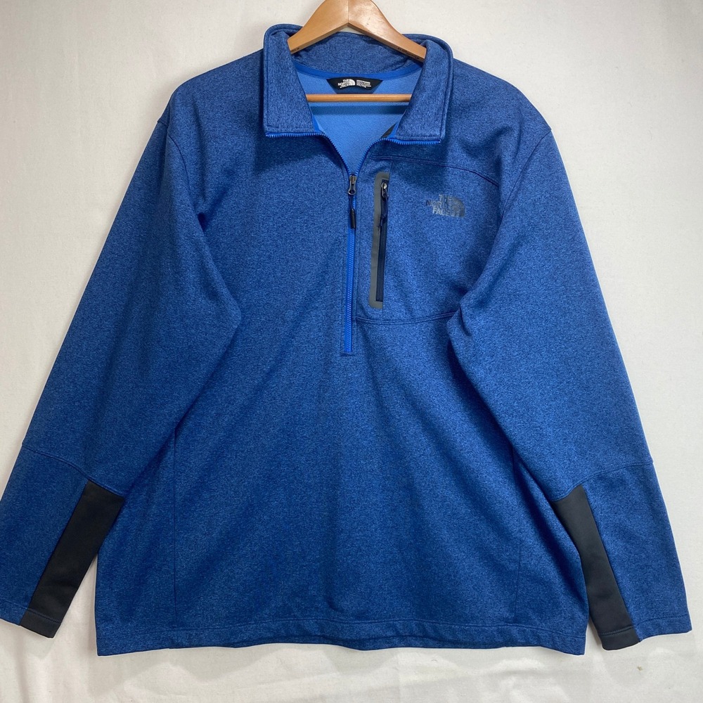The North Face Mens XXL Blue Heather Quarter Zip Pullover Fleece Jacket NF0A3L96
